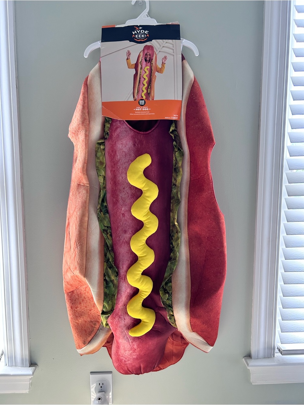 Hyde & Eek! Kids Burgundy Hot Dog Costume with Yellow Mustard Accent